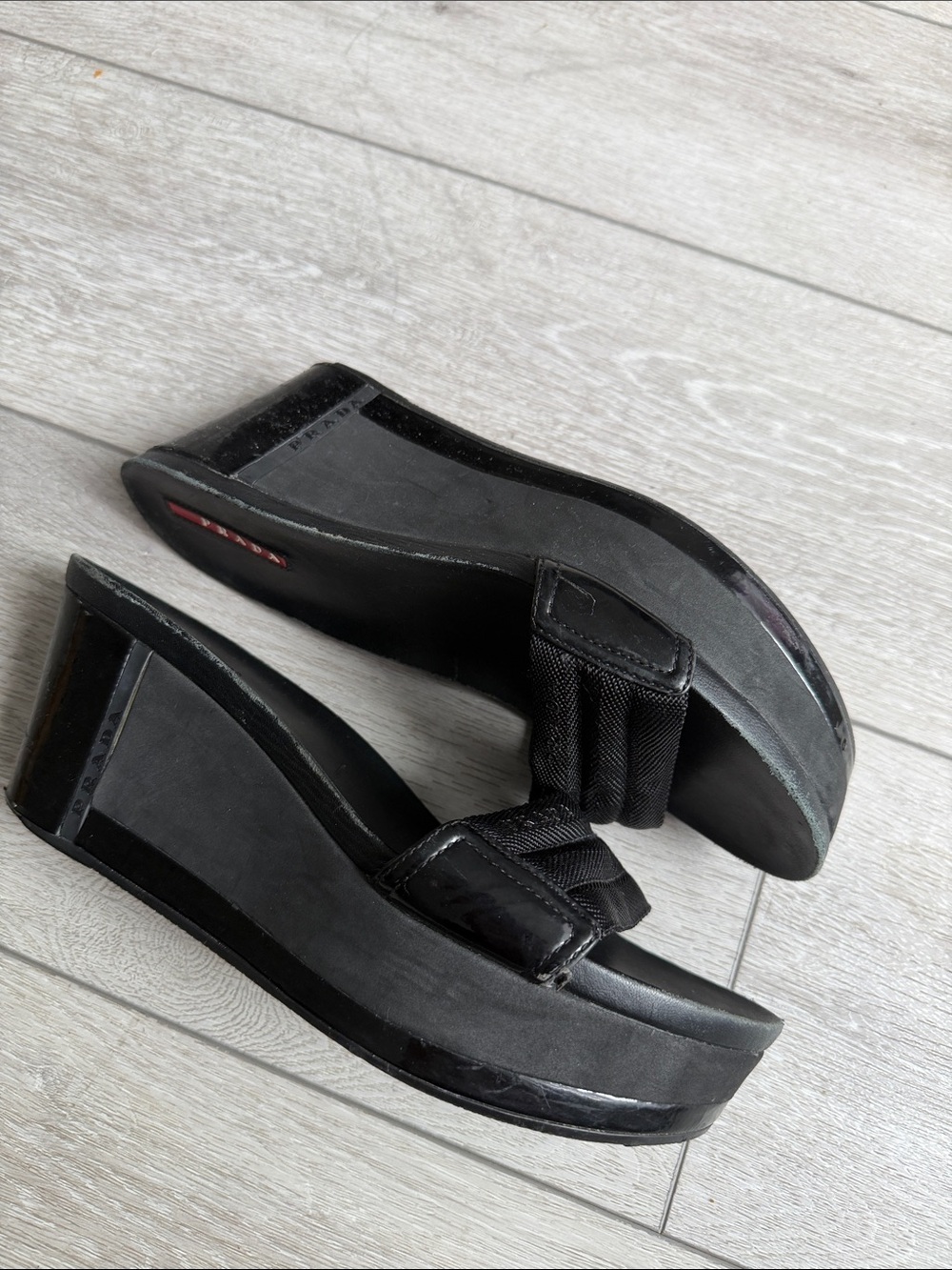 Prada Y2K Black Slide Wedge Mules size women’s 9 - Picture 3 of 11